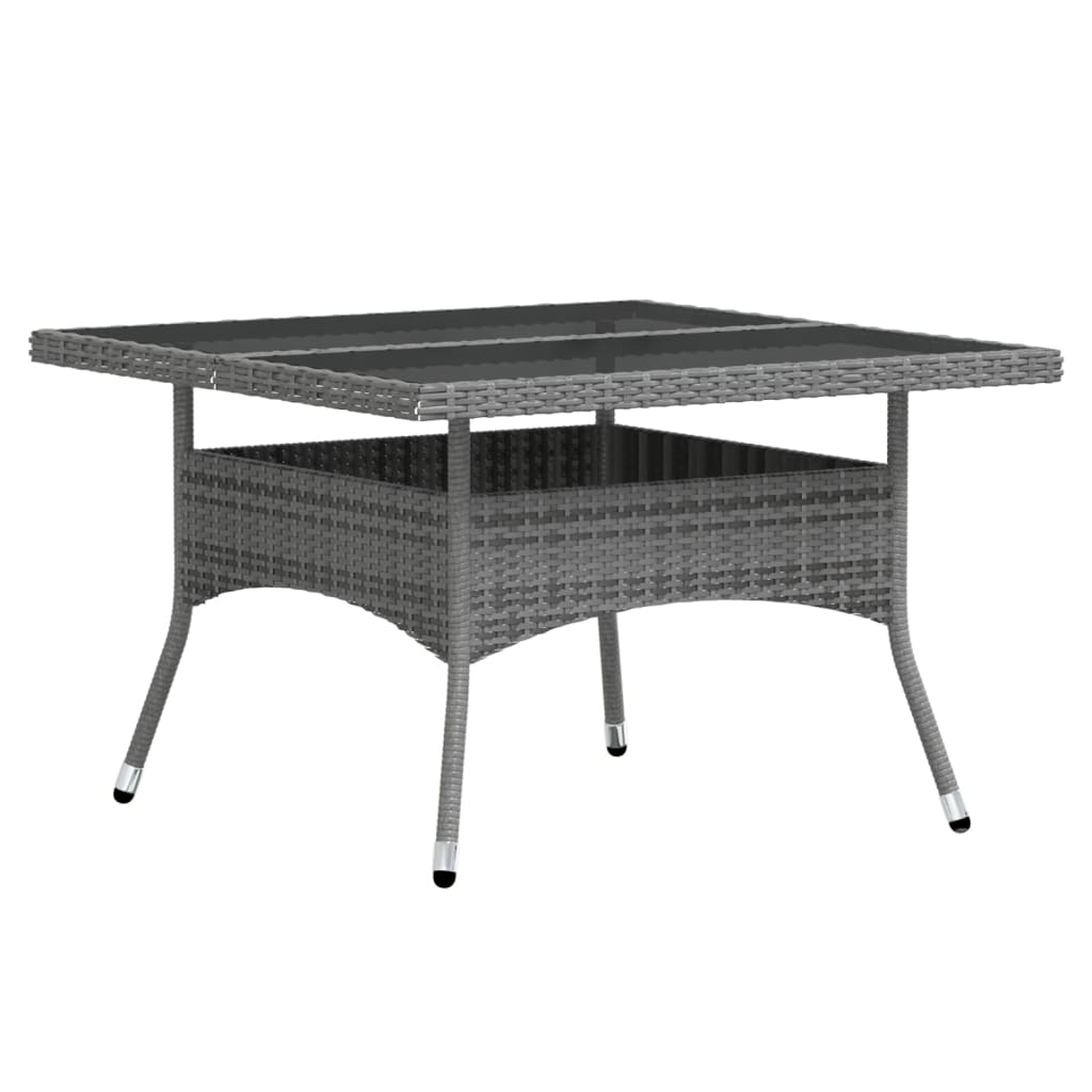 Ensemble à Manger jardin 5 pcs résine tressée verre trempé Gris