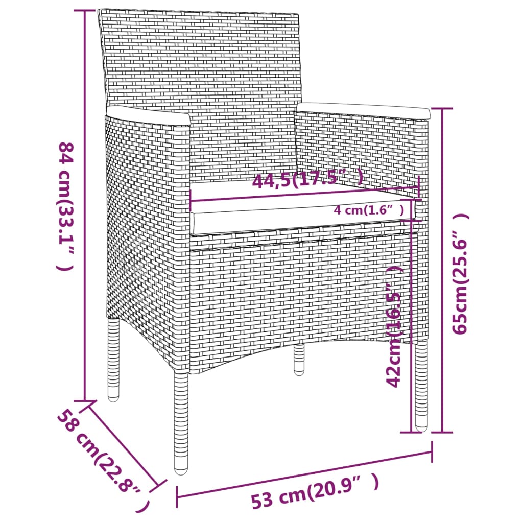 Ensemble à Manger jardin 5 pcs résine tressée verre trempé Gris