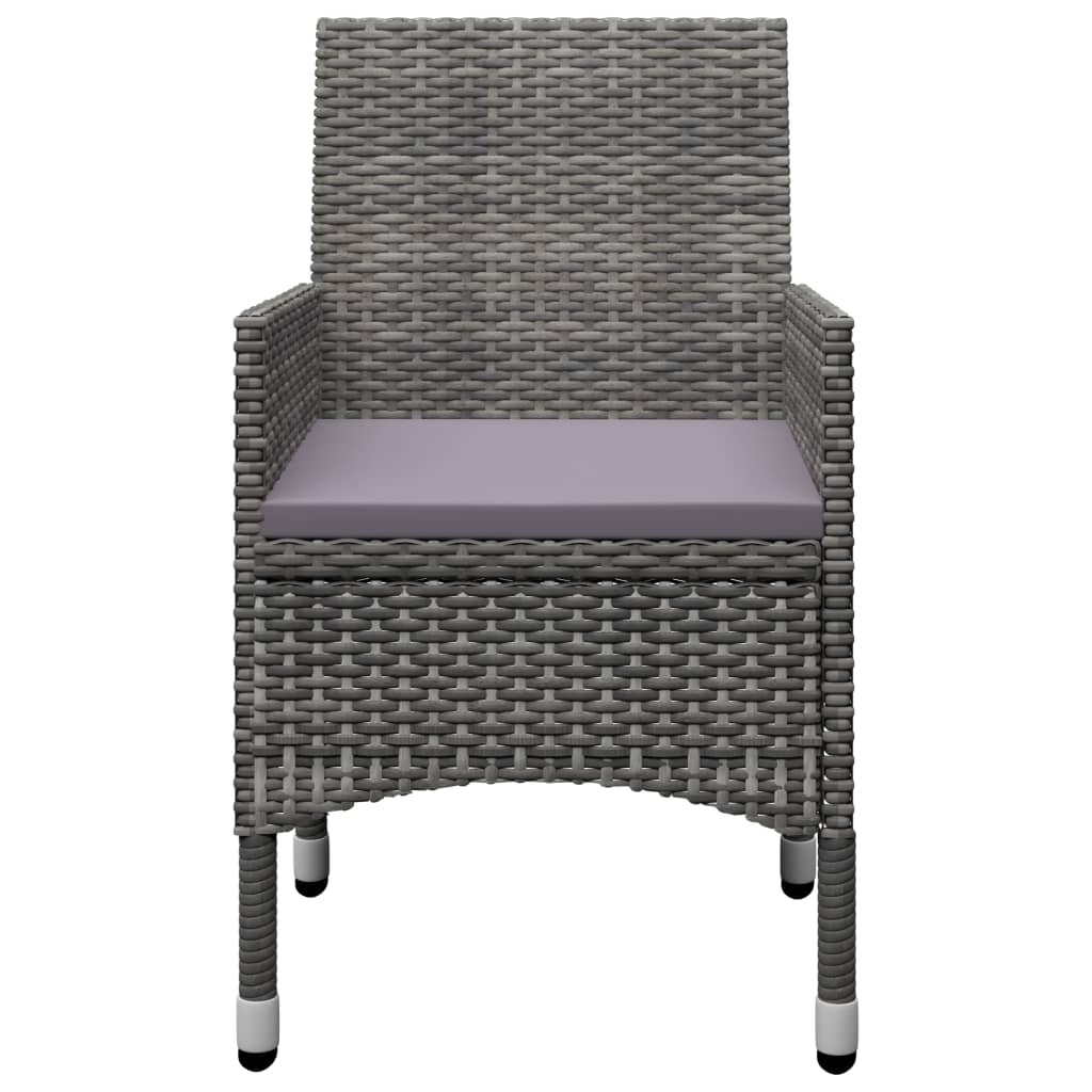 Ensemble de bistro 3 pcs Résine tressée et verre trempé Gris