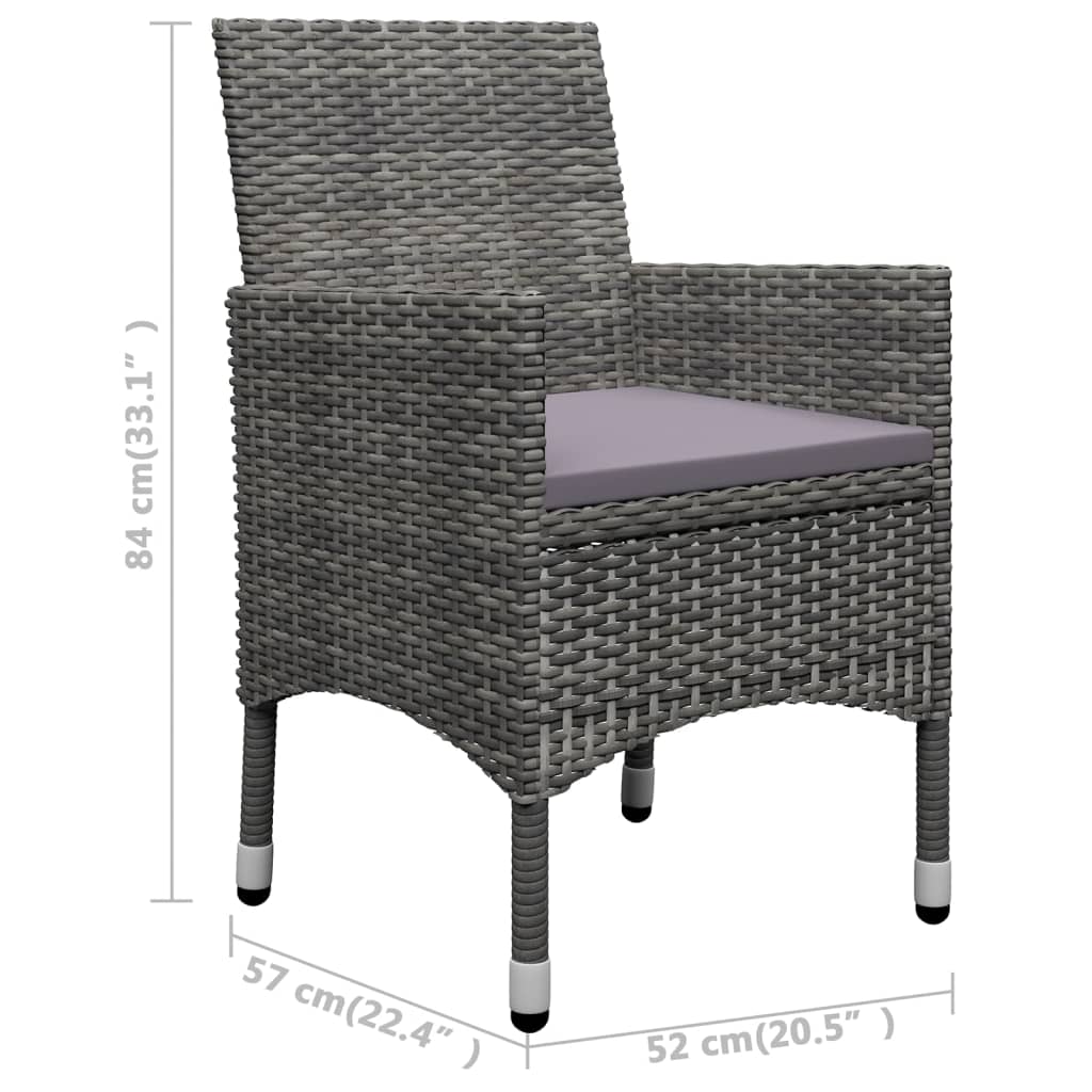 Ensemble de bistro 3 pcs Résine tressée et bois d'acacia Gris