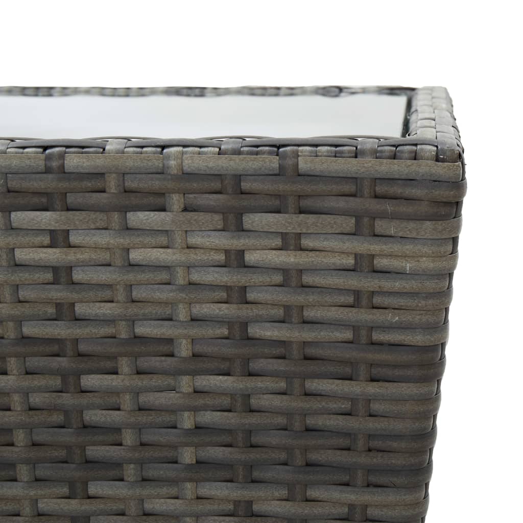 Ensemble de bistro 3 pcs Résine tressée et verre trempé Gris