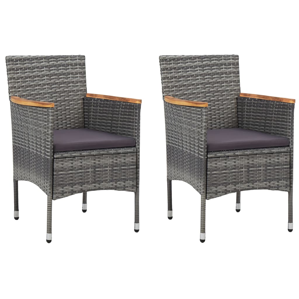 Ensemble de bistro 3 pcs Résine tressée et bois d'acacia Gris