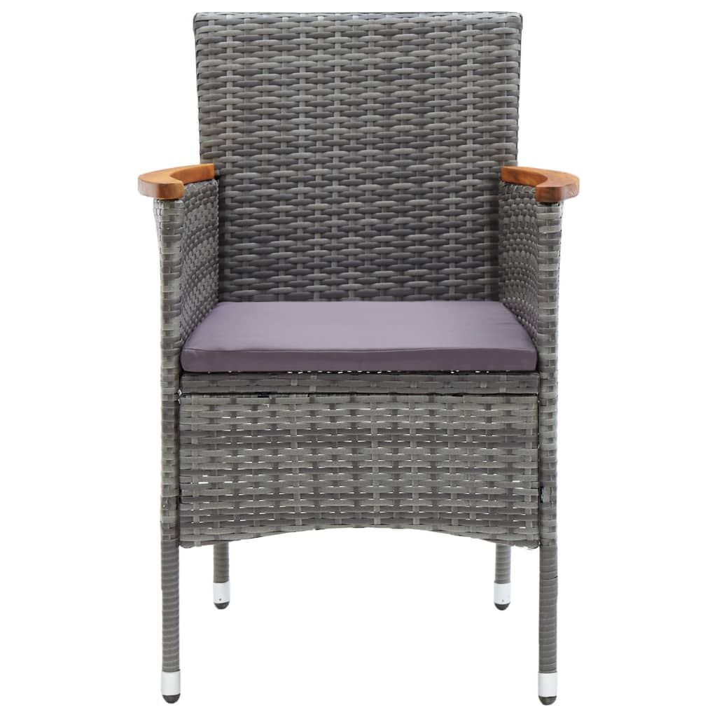 Ensemble de bistro 3 pcs Résine tressée et bois d'acacia Gris