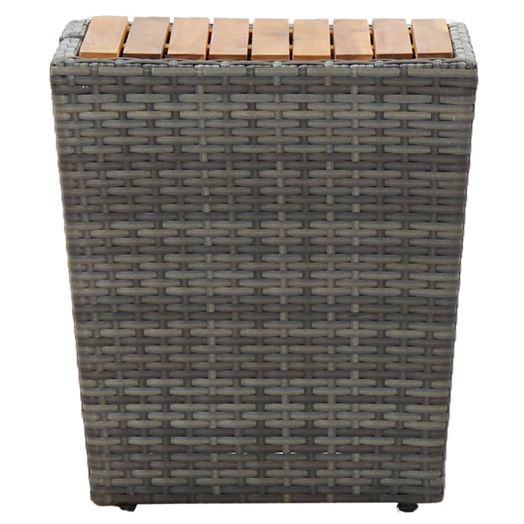 Ensemble de bistro 3 pcs Résine tressée et bois d'acacia Gris