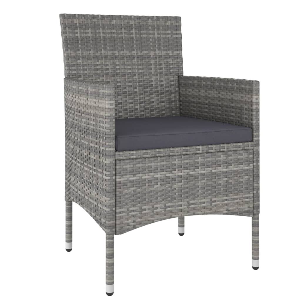 Ensemble de bistro jardin 5pcs Résine tressée verre trempé Gris