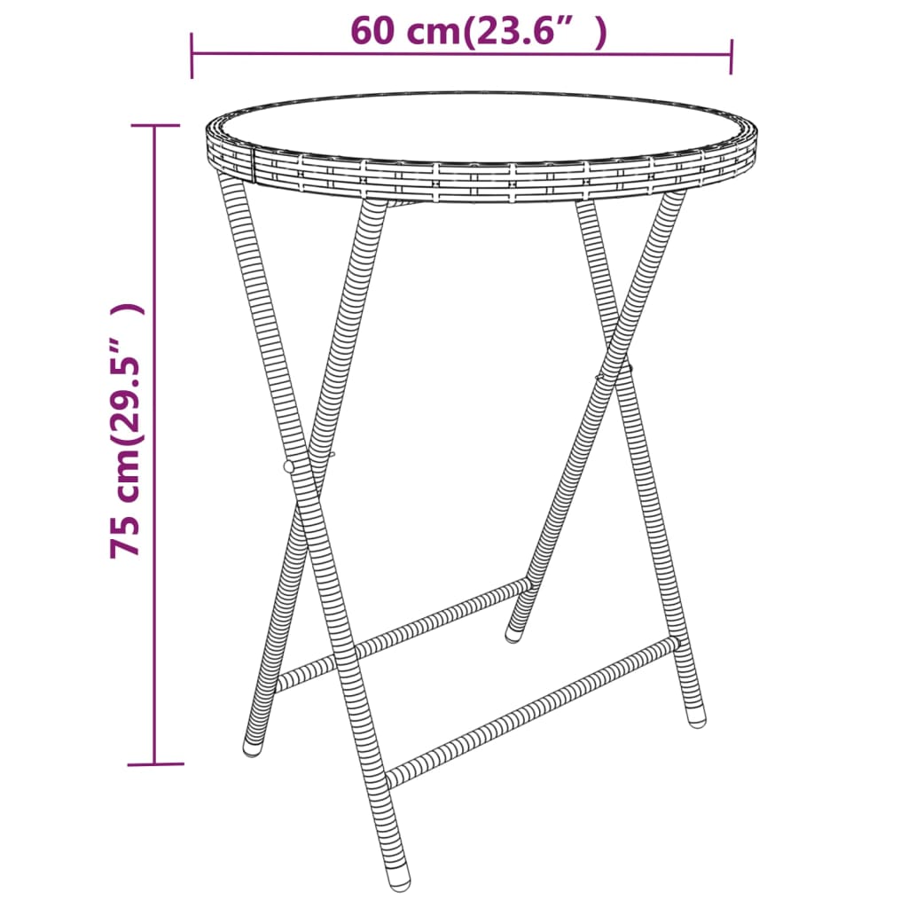 Ensemble de bistro de jardin 5 pcs poly rotin et verre trempé