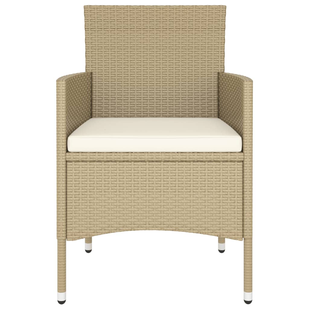 Ensemble de bistro 5 pcs Résine tressée et verre trempé Beige