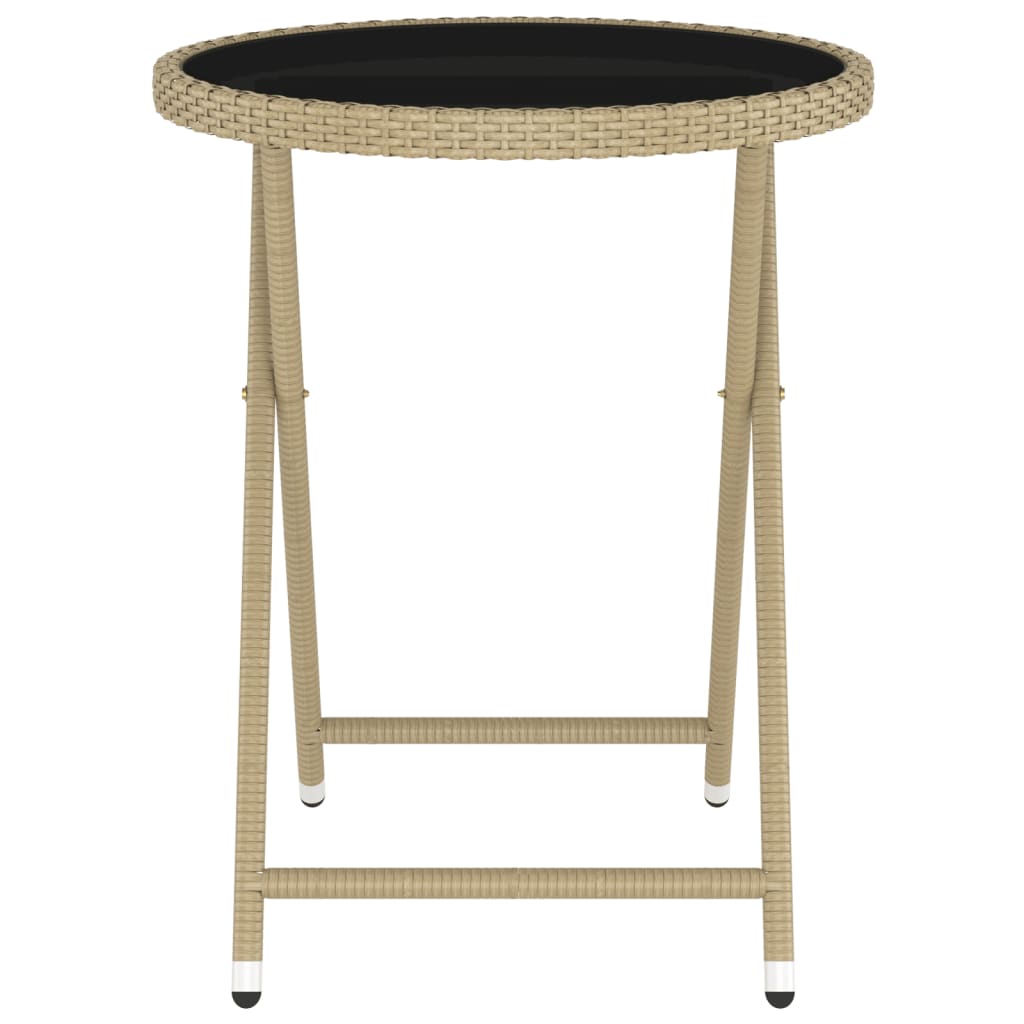 Ensemble de bistro 5 pcs Résine tressée et verre trempé Beige