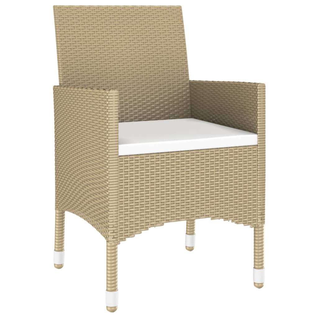 Ensemble à manger de jardin 5 pcs Rotin verre trempé Beige