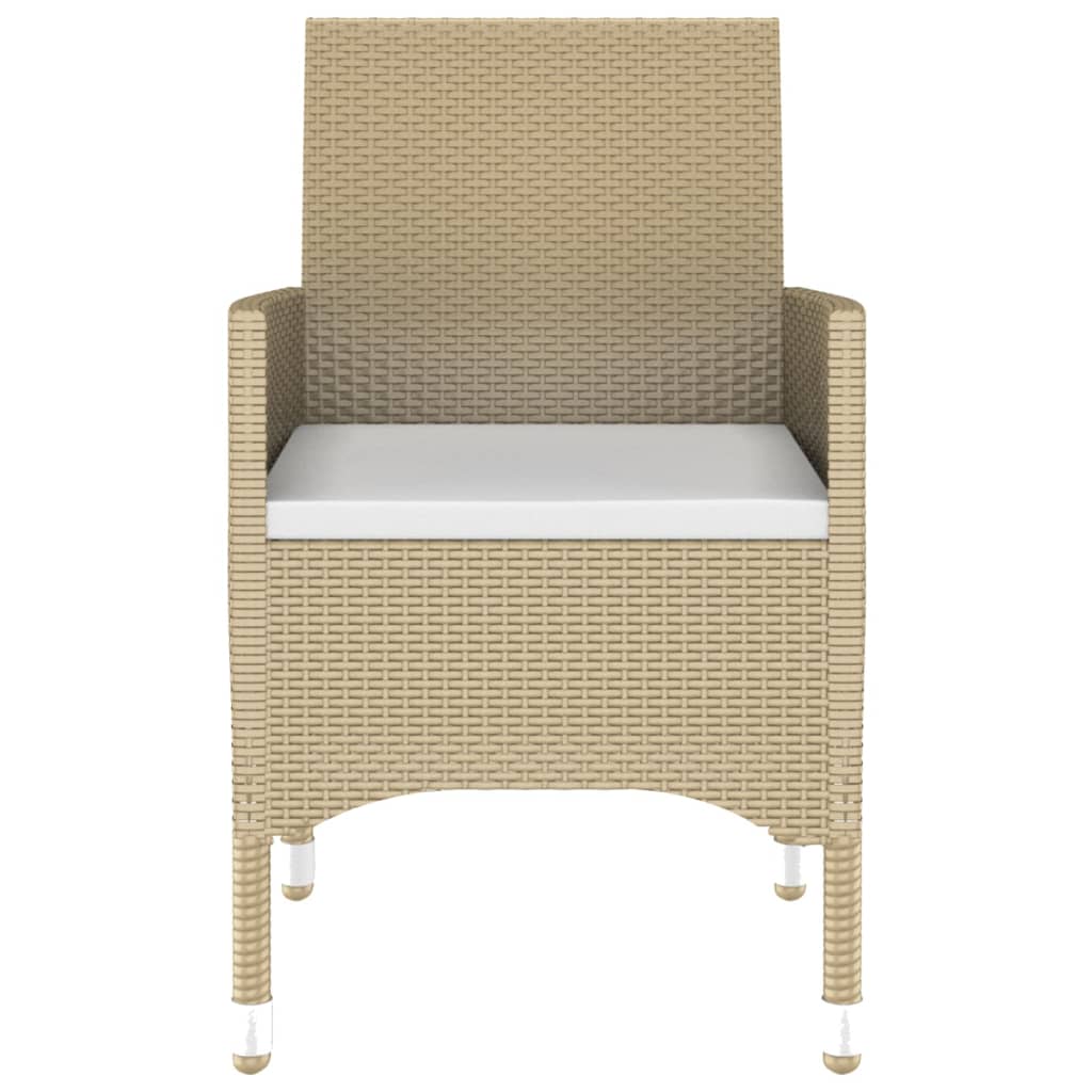 Ensemble à manger de jardin 5 pcs Rotin verre trempé Beige