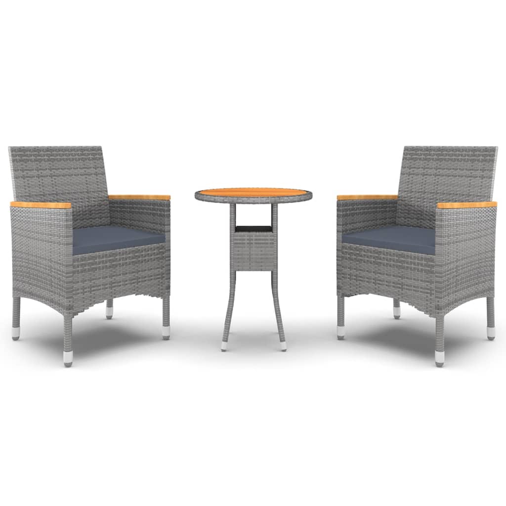 Ensemble à manger de jardin 3 pcs Résine tressée Gris