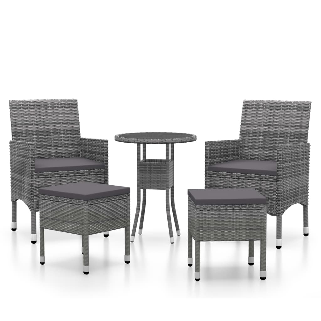 Salon de jardin 5 pcs Résine tressée Gris