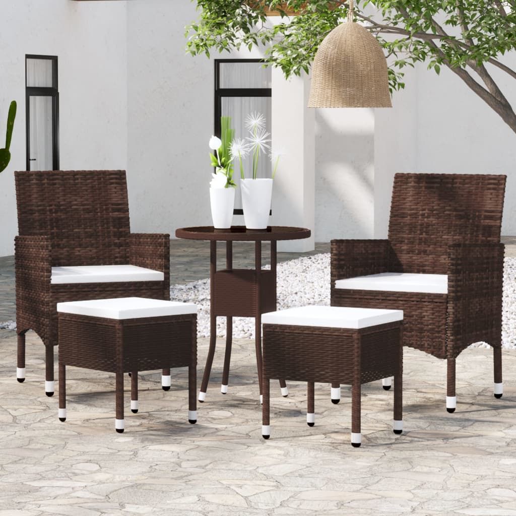Salon de jardin 5 pcs Résine tressée Marron