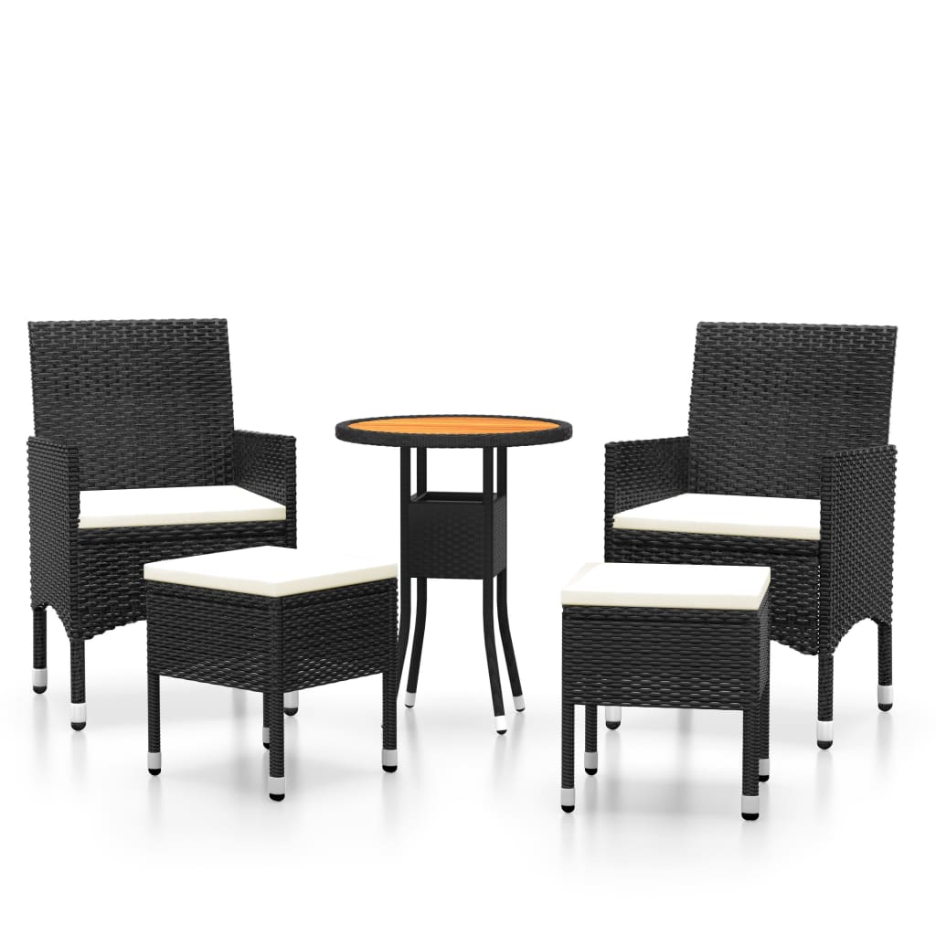 Salon de jardin 5 pcs Résine tressée Noir