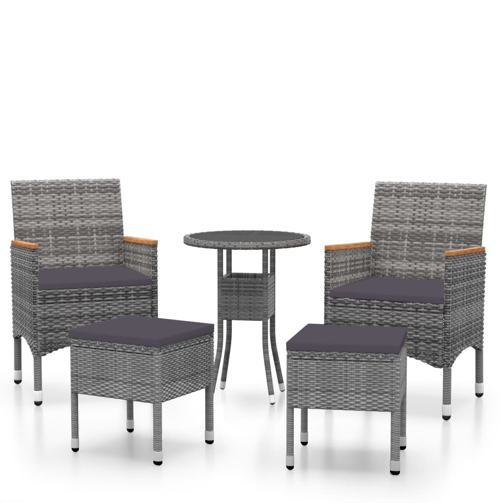Salon de jardin 5 pcs Résine tressée Gris