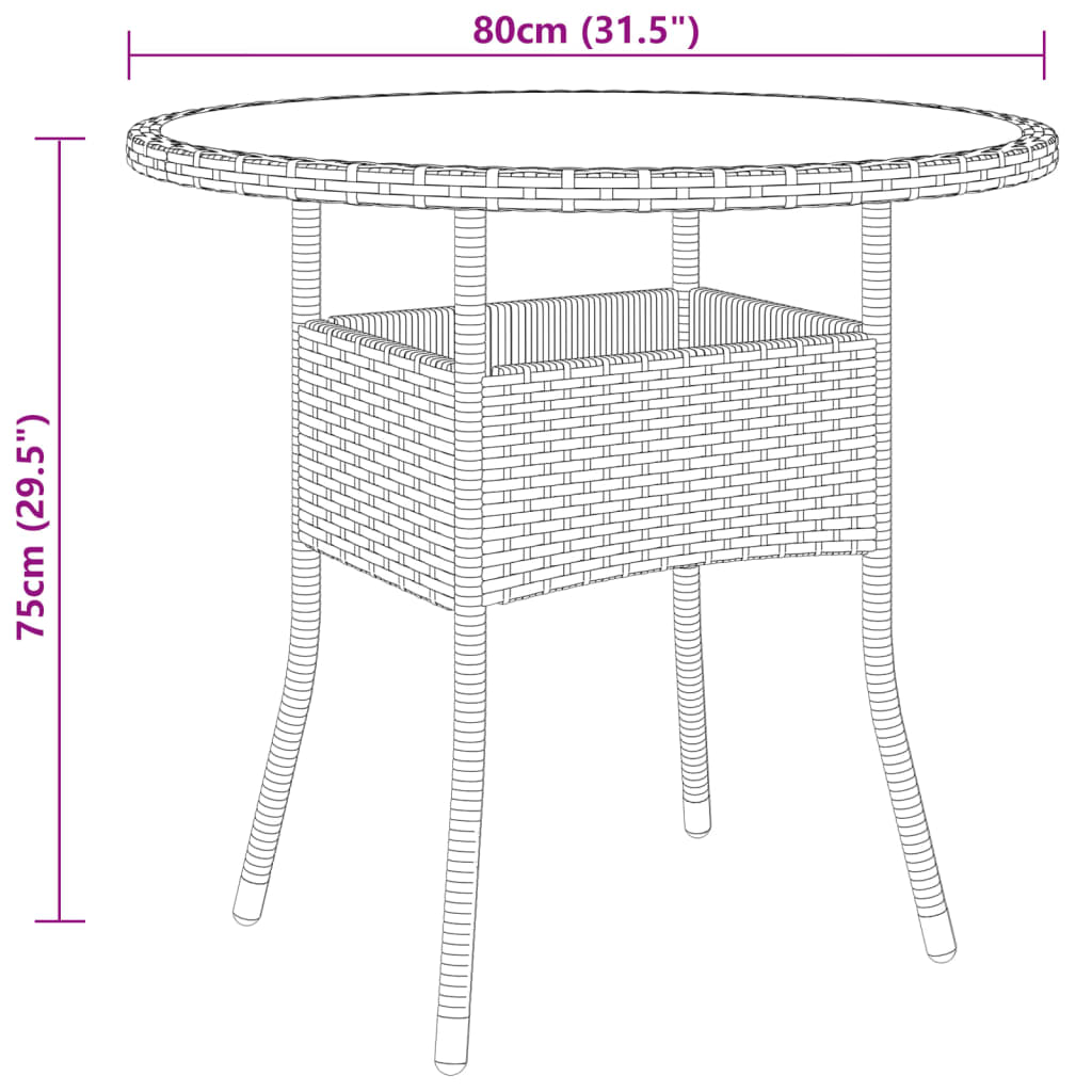 Ensemble à manger de jardin 5pcs Résine tressée Marron