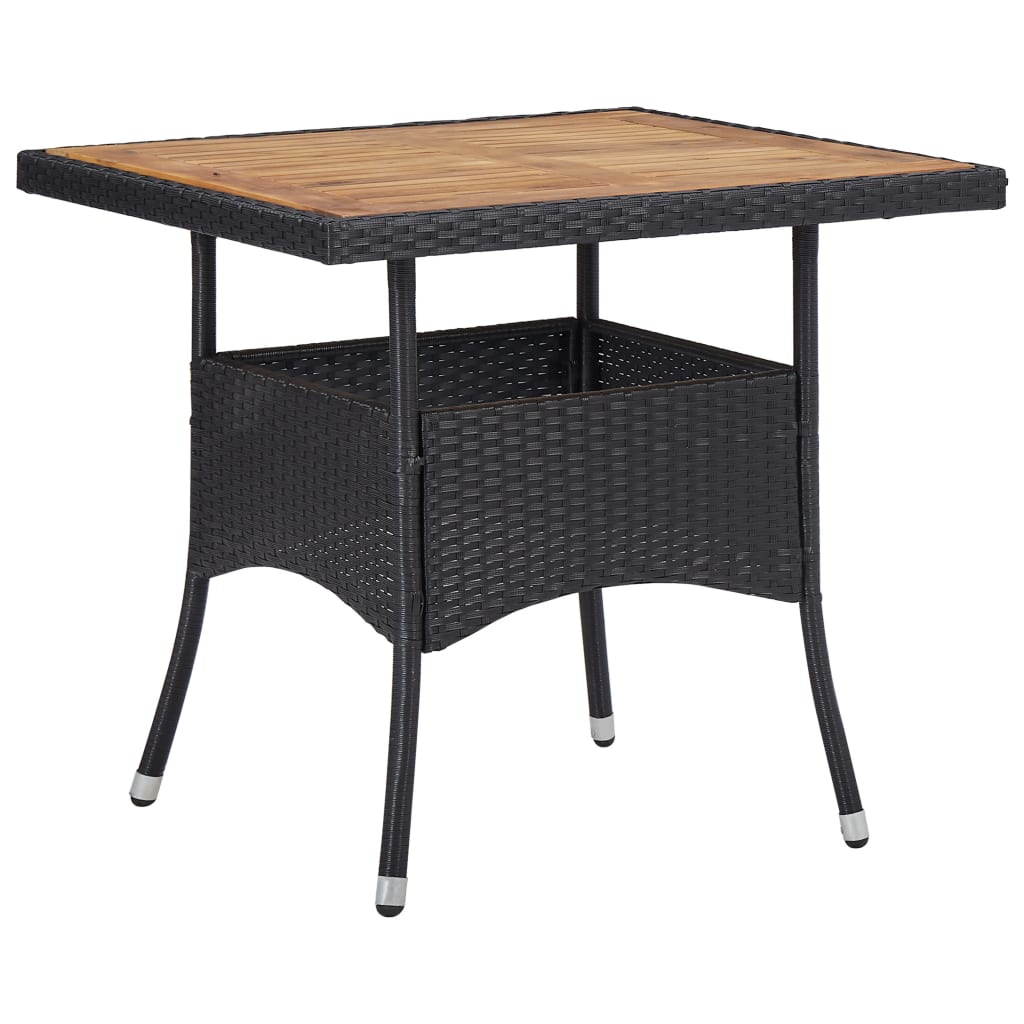 Ensemble à dîner de jardin 3 pcs Résine tressée et acacia Noir