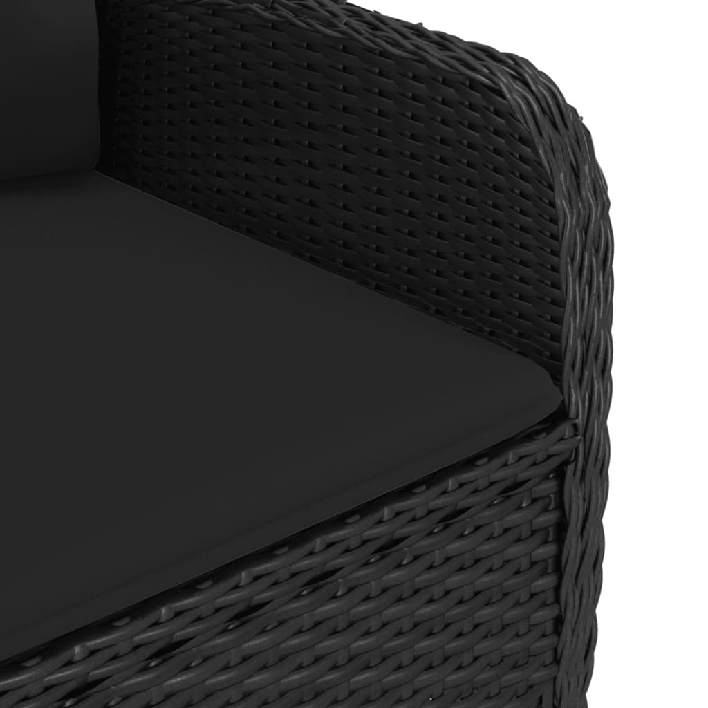 Ensemble à dîner de jardin 3 pcs Résine tressée et acacia Noir