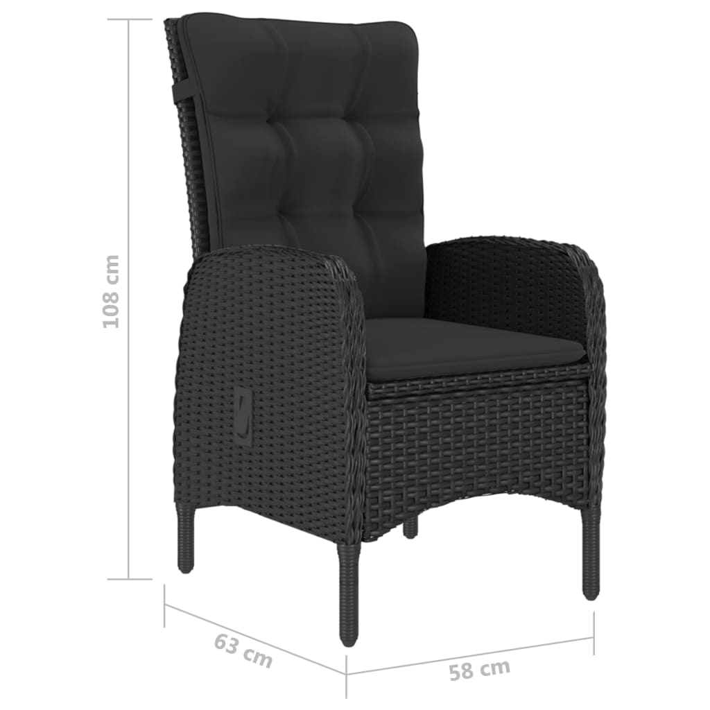 Ensemble à dîner de jardin 3 pcs Résine tressée et acacia Noir
