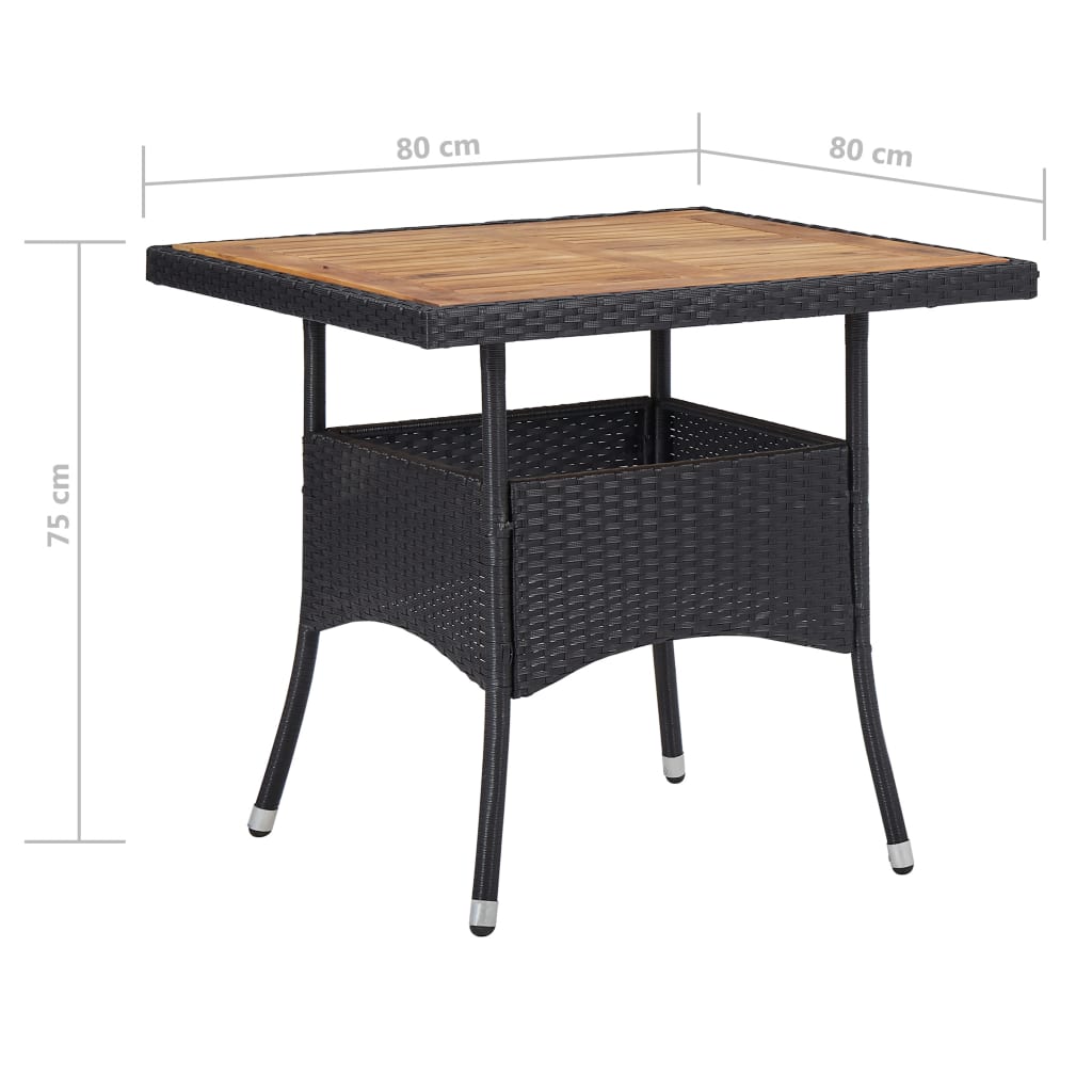 Ensemble à manger de jardin 5 pcs Résine tressée et acacia Noir