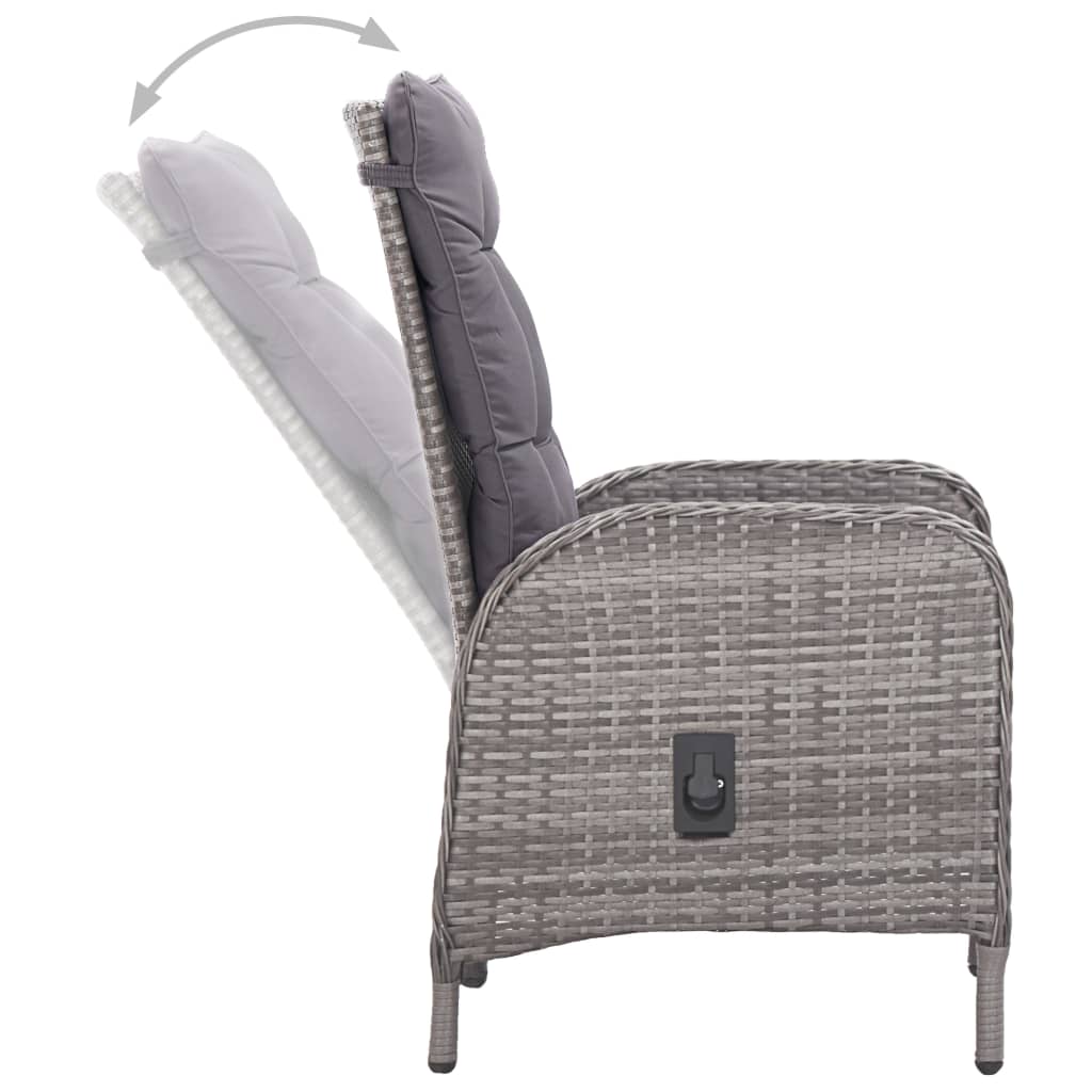 Ensemble de bistro de jardin 3 pcs Résine tressée et verre Gris