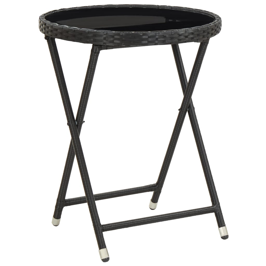 Ensemble de bistro de jardin 3 pcs Résine tressée et verre Noir