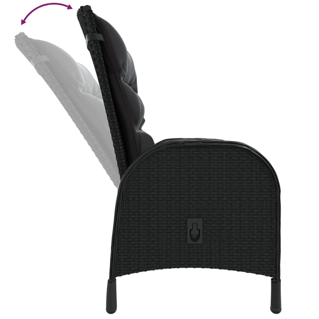 Ensemble de bistro de jardin 3 pcs Résine tressée Noir