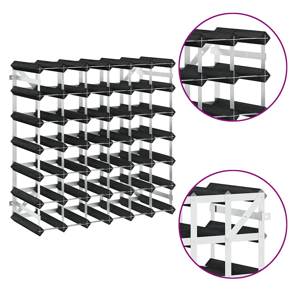 Casier à bouteilles pour 42 bouteilles Noir Bois de pin solide - XIOS