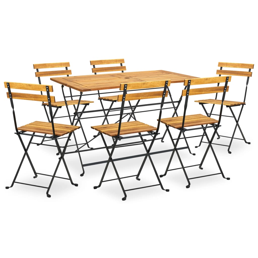 Ensemble à manger d'extérieur pliable 7pcs Bois d'acacia solide