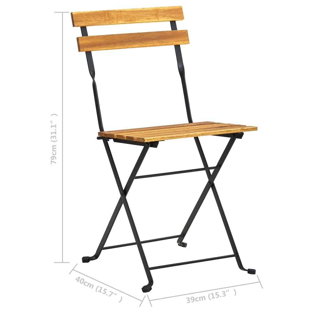 Ensemble à manger d'extérieur pliable 7pcs Bois d'acacia solide