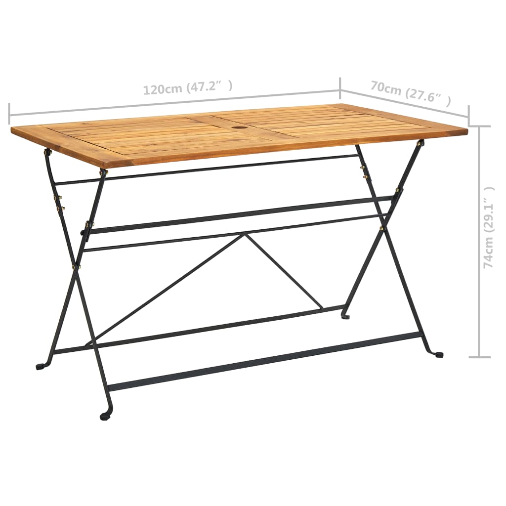 Ensemble à manger d'extérieur pliable 7pcs Bois d'acacia solide