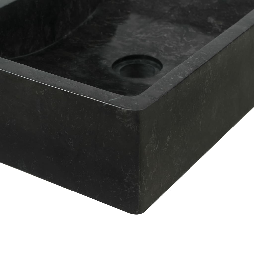 Armoire de toilette en teck solide avec lavabo en marbre Noir - XIOS