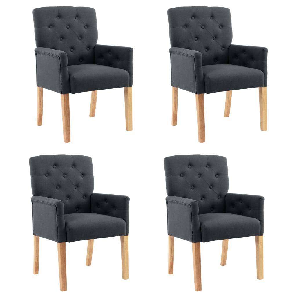 Chaises à manger avec accoudoirs lot de 4 gris tissu - XIOS