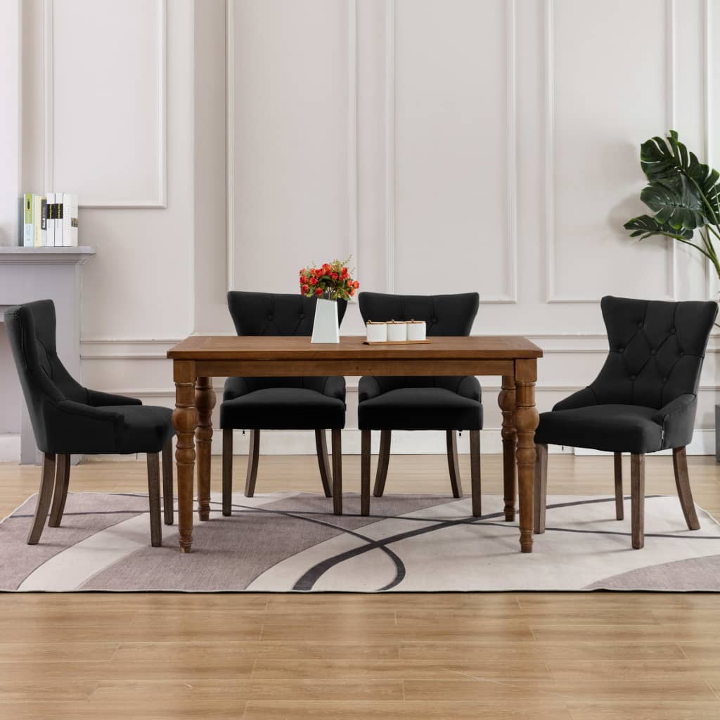 Chaises à manger lot de 4 noir tissu - XIOS