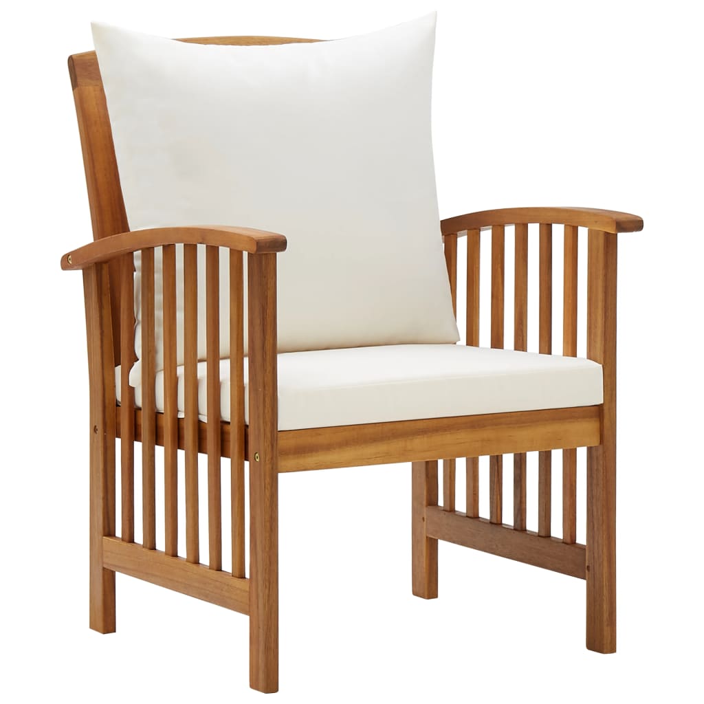 Salon de jardin 5 pcs avec coussins Bois d'acacia solide