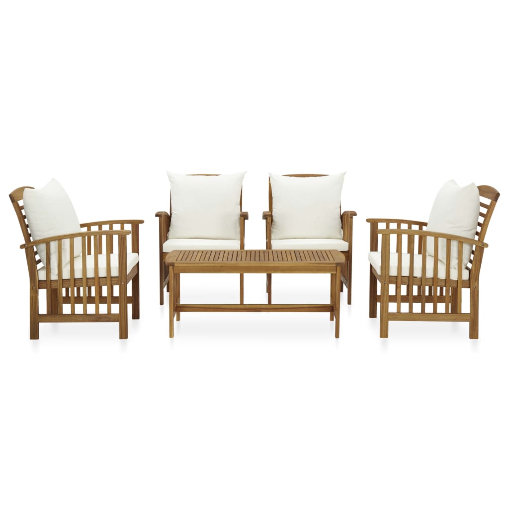 Salon de jardin 5 pcs avec coussins Bois d'acacia solide