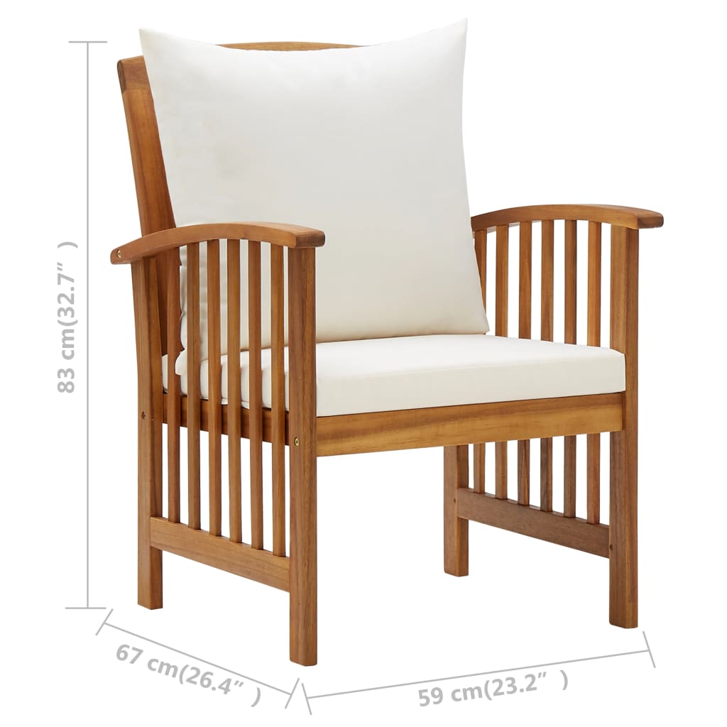 Salon de jardin 5 pcs avec coussins Bois d'acacia solide