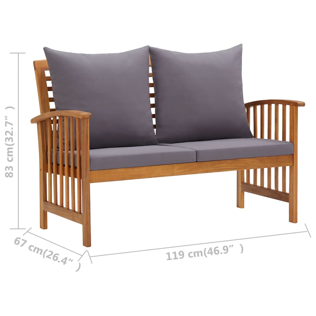 Salon de jardin 4 pcs avec coussins Bois d'acacia solide