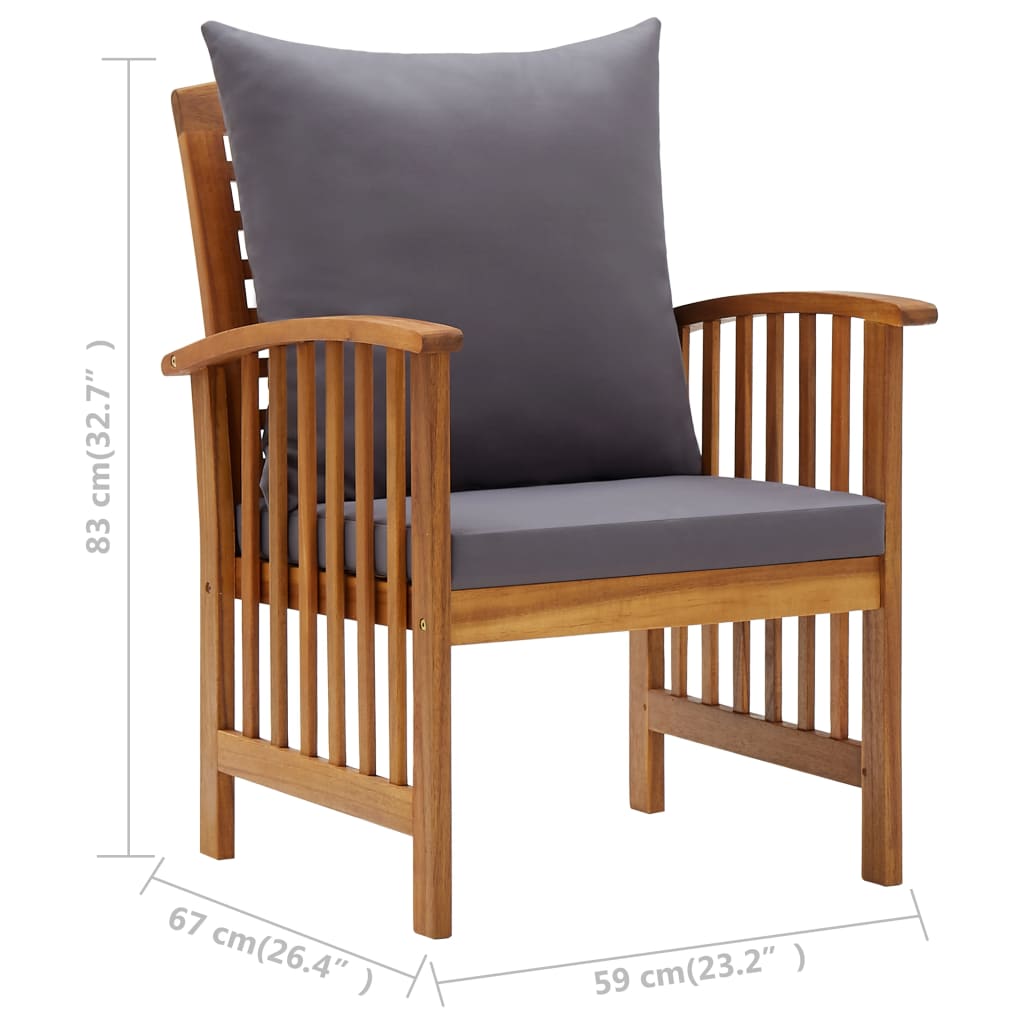 Salon de jardin 5 pcs avec coussins Bois d'acacia solide