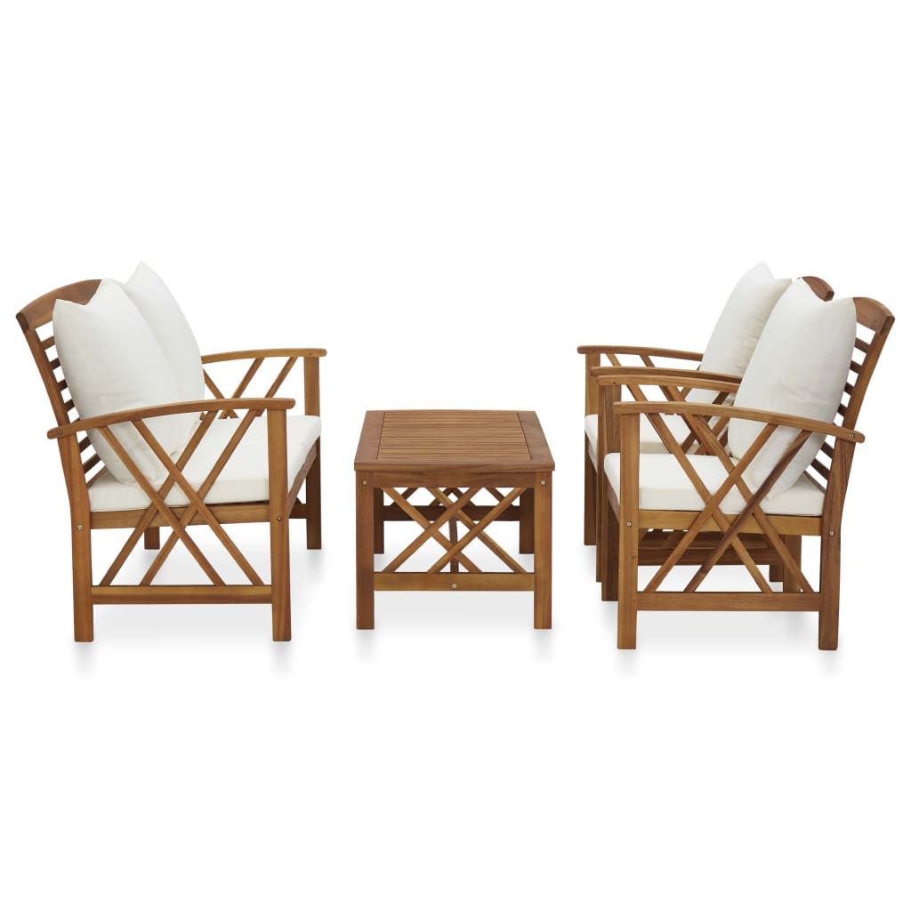 Salon de jardin 4 pcs avec coussins Bois d'acacia solide