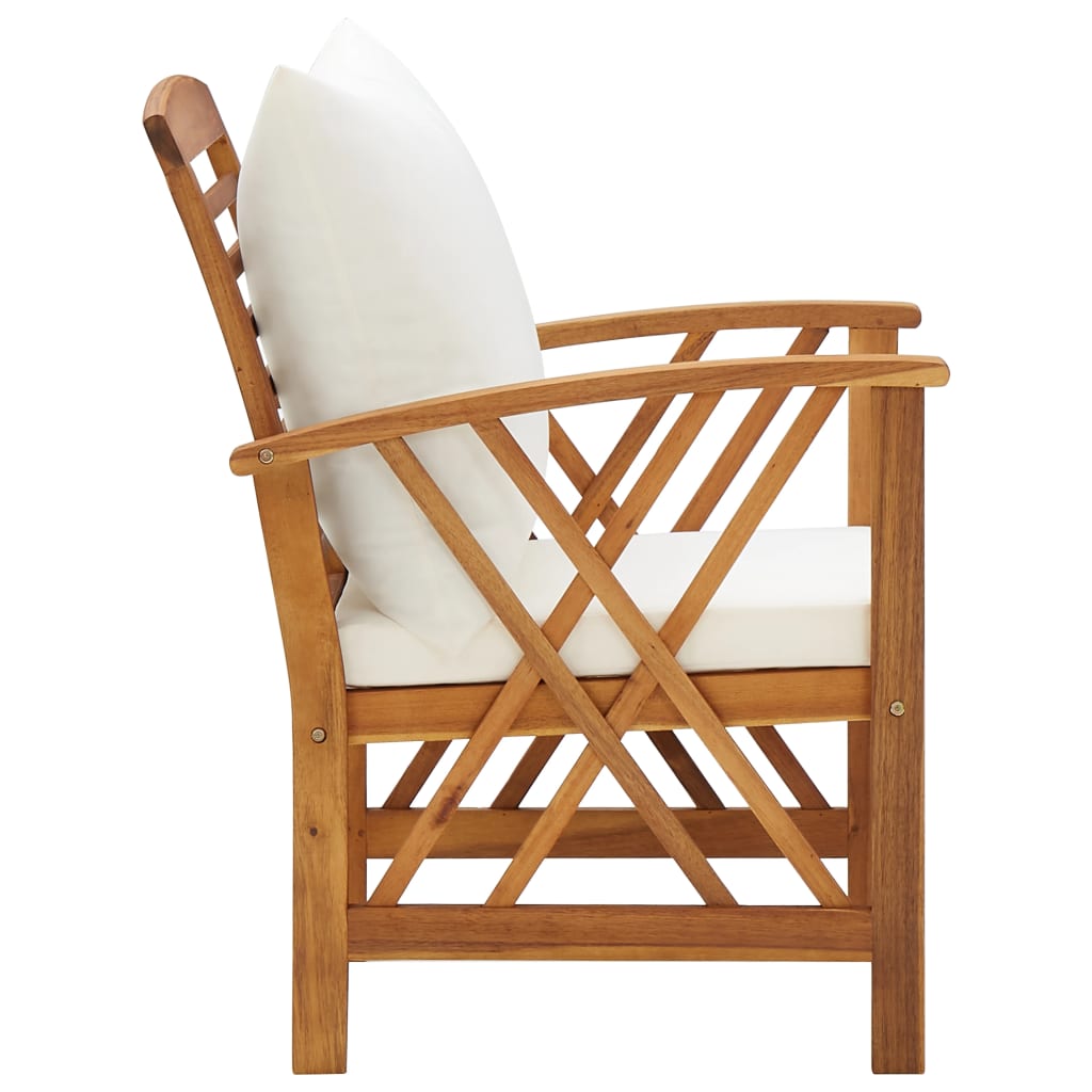 Salon de jardin 4 pcs avec coussins Bois d'acacia solide