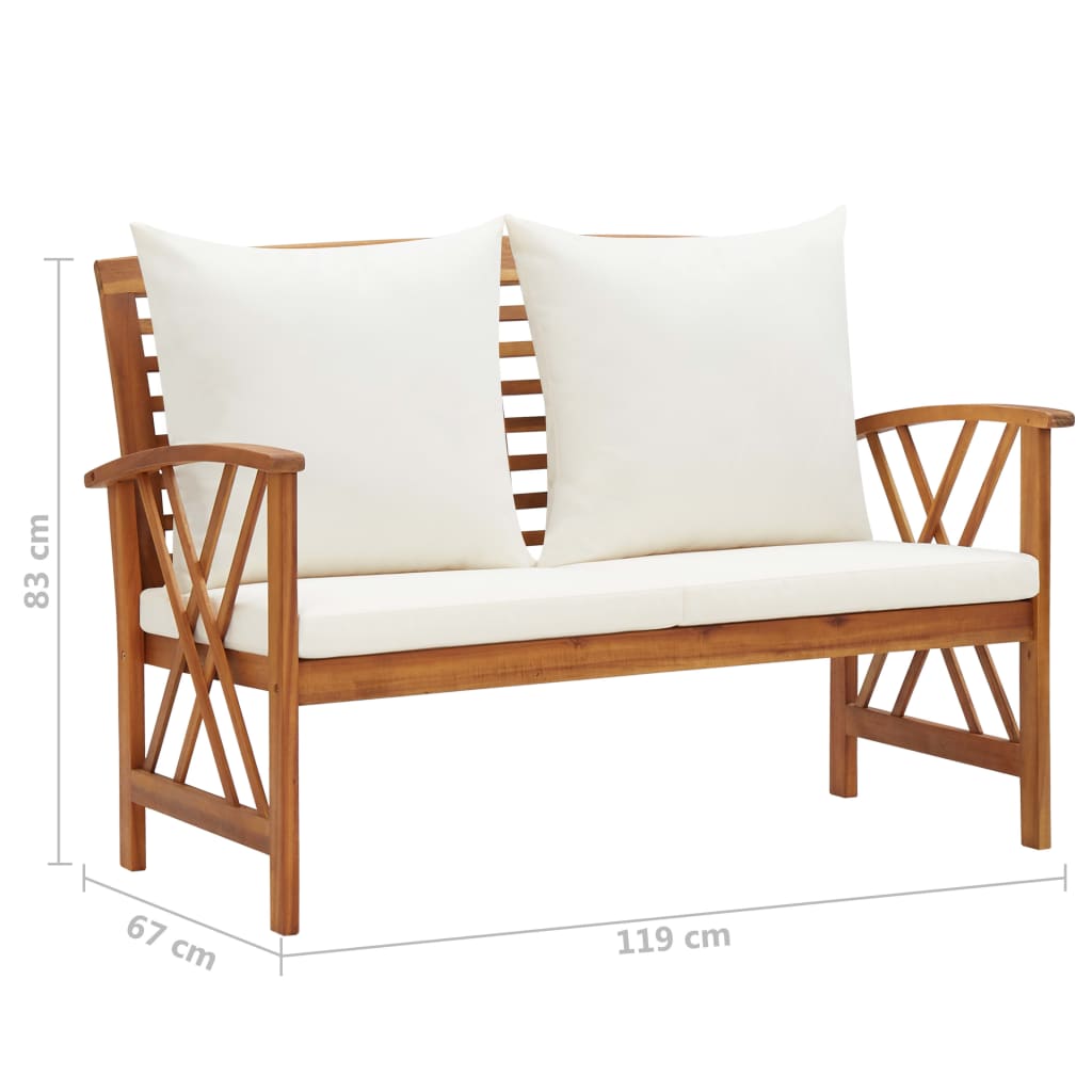 Salon de jardin 3 pcs avec coussins Bois d'acacia massif