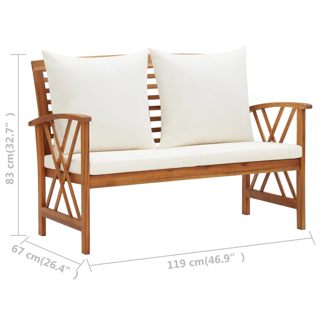 Salon de jardin 5 pcs avec coussins Bois d'acacia solide