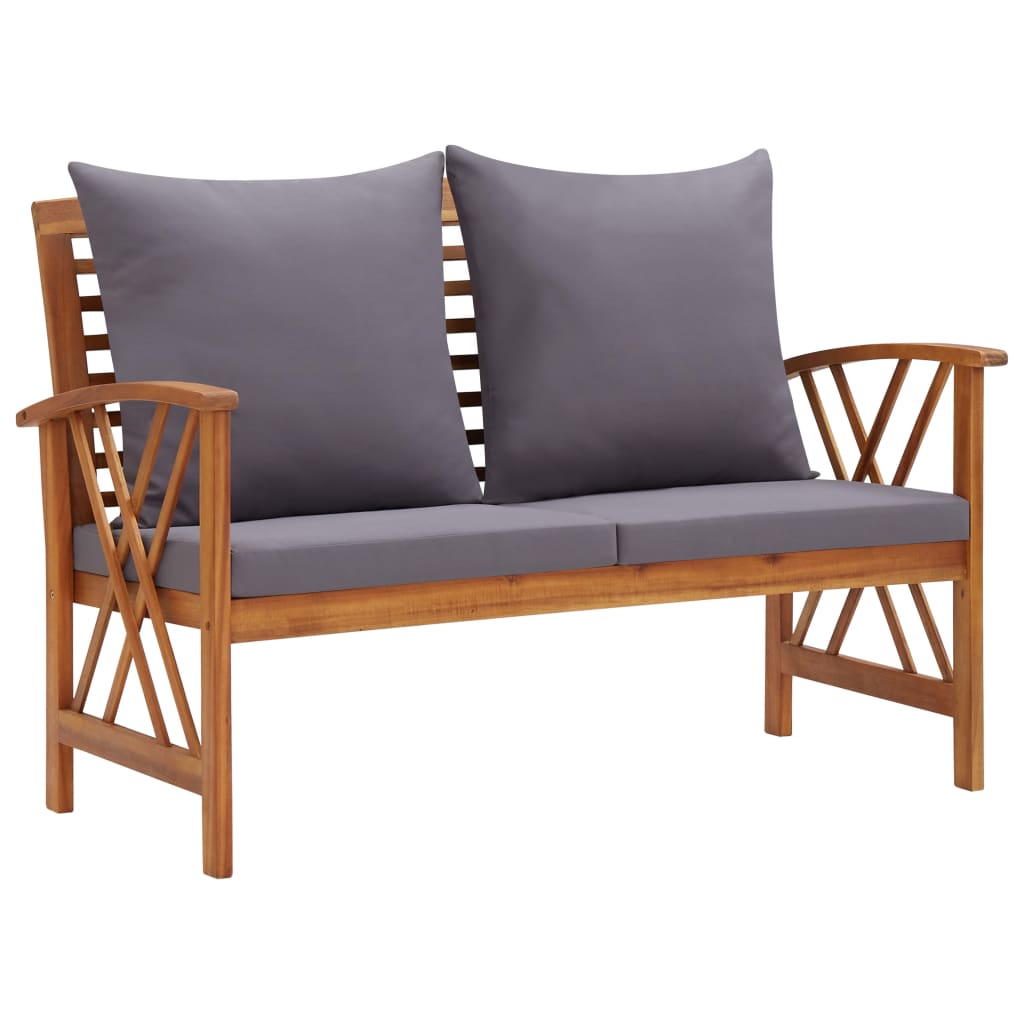 Salon de jardin 3 pcs avec coussins Bois d'acacia massif