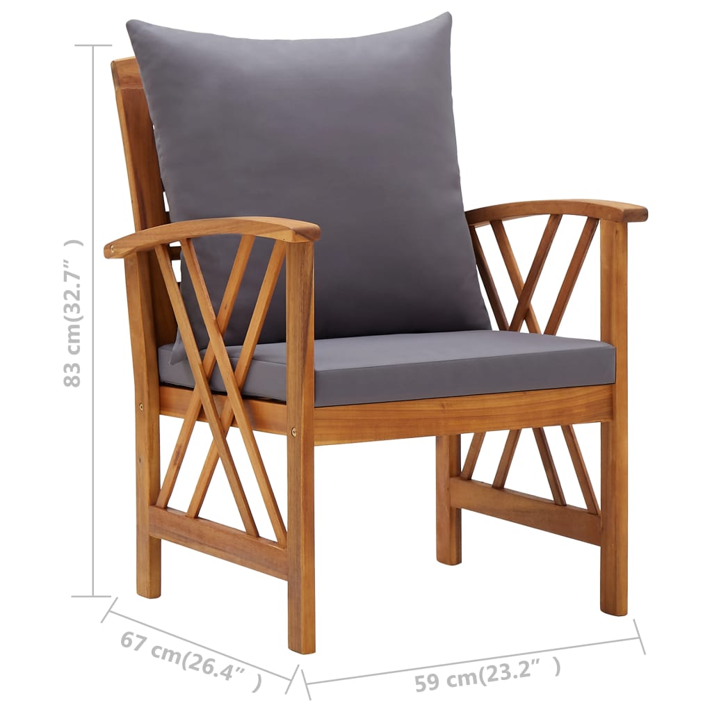Salon de jardin 5 pcs avec coussins Bois d'acacia solide