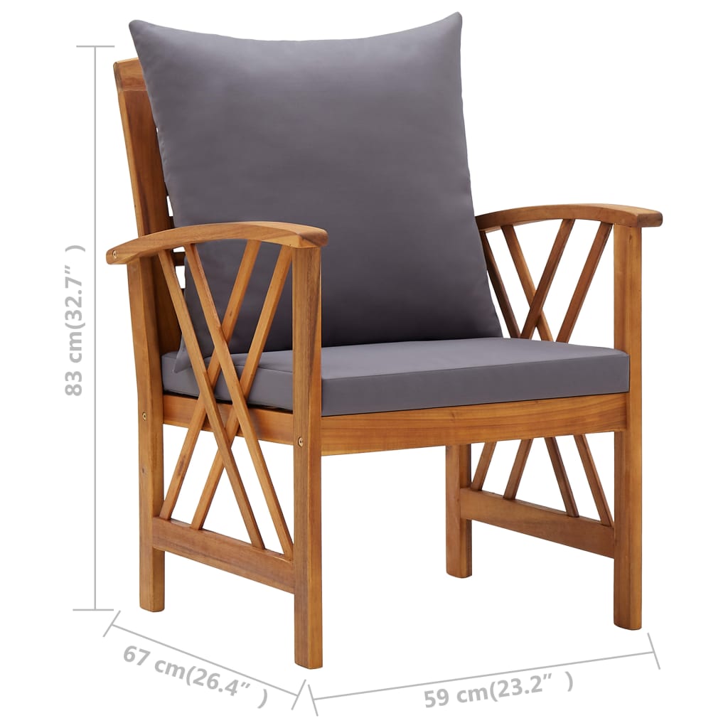 Salon de jardin 5 pcs avec coussins Bois d'acacia solide