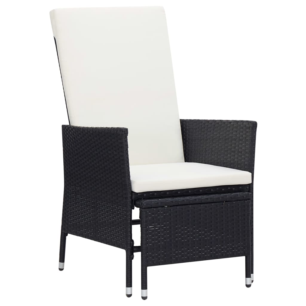 Salon de jardin 3 pcs avec coussins Résine tressée Noir