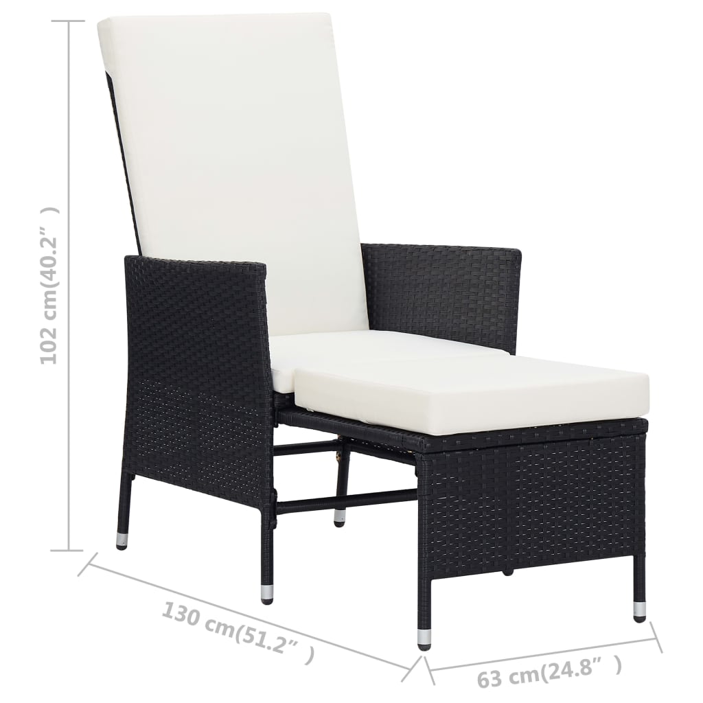 Salon de jardin 3 pcs avec coussins Résine tressée Noir