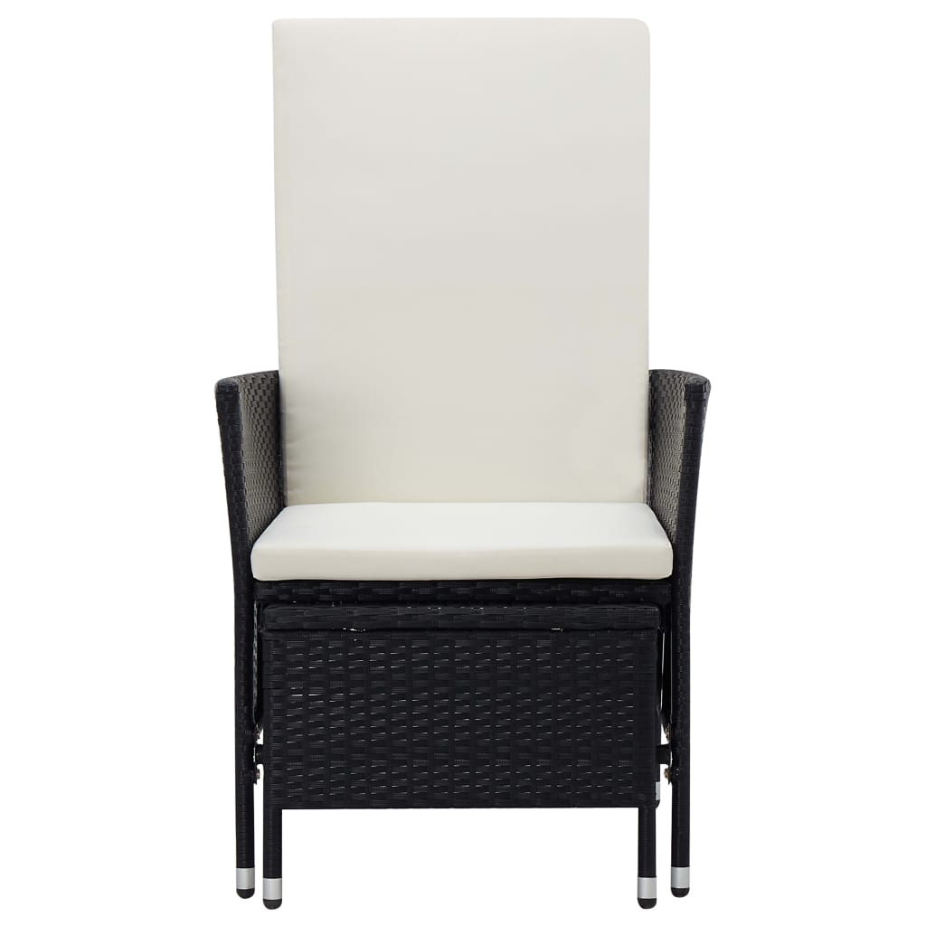 Salon de jardin 3 pcs avec coussins Résine tressée Noir