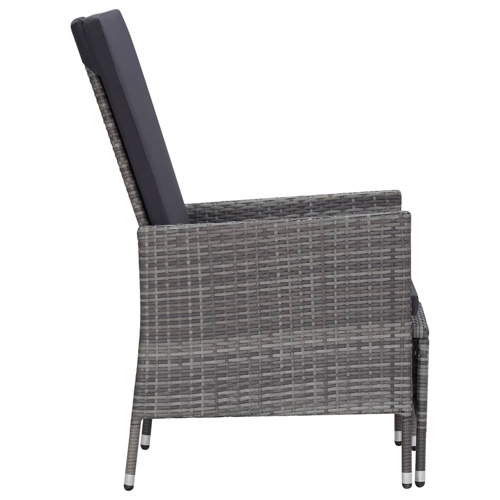 Salon de jardin 3 pcs avec coussins Résine tressée Gris